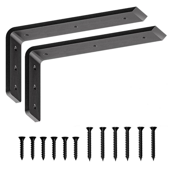 2-Pack 12 in. Countertop Support Brackets, L Shelf Bracket, Blind Shelf Support, Shelving Mounting Countertop Brackets