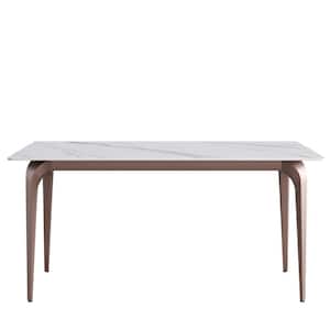 63 in. White Sintered Stone Tabletop Kitchen Modular Moran Purple 4 Legs Dining Table (6 Seats)