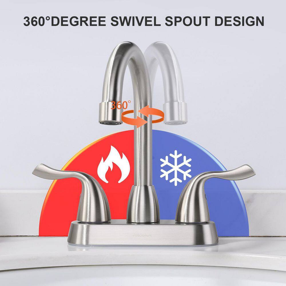Brushed Nickel Double Handle High Arc Bathroom Faucet