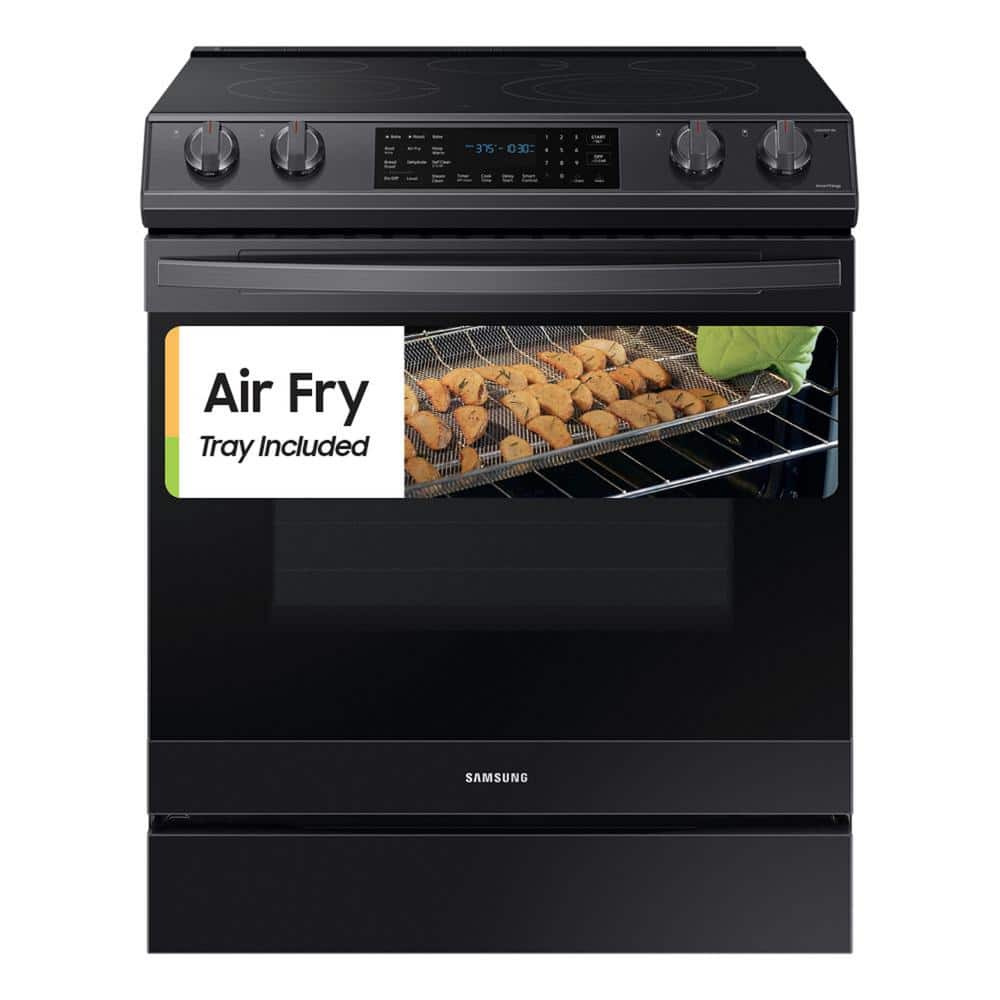 Samsung 30 in. 6.3 cu. ft. Smart 5-Element Slide-In Electric Range with Air  Fry Convection Oven in Black Stainless Steel NE63T8511SG - The Home Depot