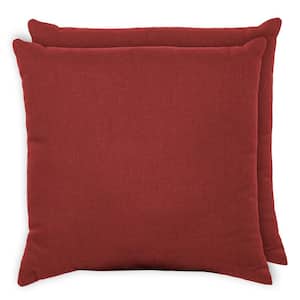 Oceantex 18 in. x 18 in. Nautical Red Square Outdoor Throw Pillow (2-Pack)
