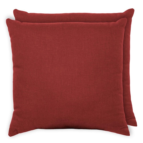 ARDEN SELECTIONS Oceantex 18 in. x 18 in. Nautical Red Square Outdoor Throw Pillow (2-Pack)