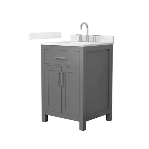 Beckett 24 in. Single Freestanding Dark Gray Bath Vanity with Giotto Quartz Top (Assembled)