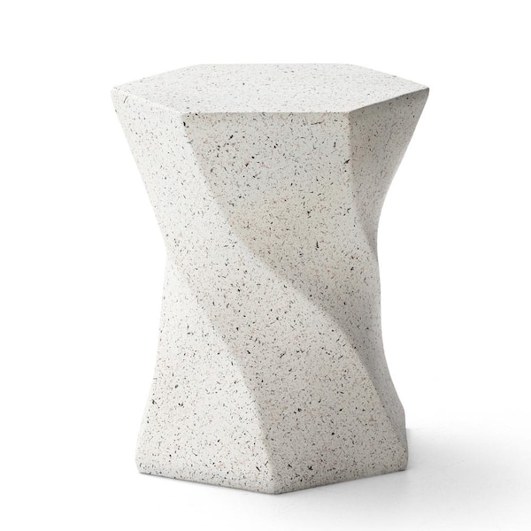 17.75 in. H Kits Accessories Multi-Functional MGO Twist-Style Faux Terrazzo Garden Stool / Planter Stand /Accent Table