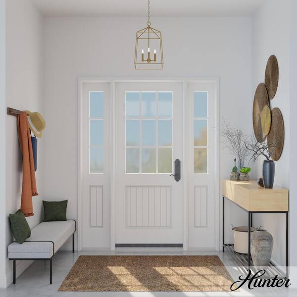 Hunter - Fair Oaks 60-Watt 4-Light Luxe Gold Lantern Pendant Light, No Bulbs Included