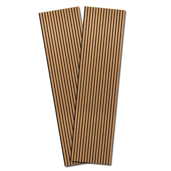 Art3dwallpanels Brown Wood Finish 4/5in. x 7-7/8ft. x 2ft. Acoustic MDF Decorative Wall Paneling,Sound Absorbing Panel(31sq.ft/Box)