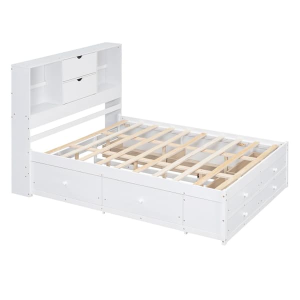 ★★Adairs★★ OLPC T-White IX6754 Harper & Bright Designs White Wood Frame Queen Size Platform