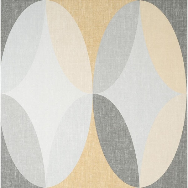 Fine Decor Kirby Mustard Oval Geo Wallpaper Sample