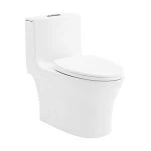 Cascade II 1-Piece 1.6 GPF Dual Flush Elongated Toilet in White Glossy