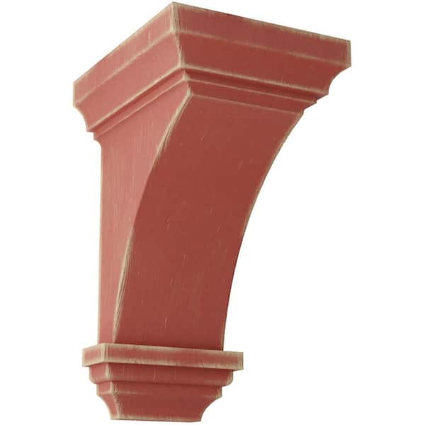 Ekena Millwork 6 in. x 12 in. x 6-3/4 in. Salvage Red Large Jefferson Wood Vintage Decor Corbel