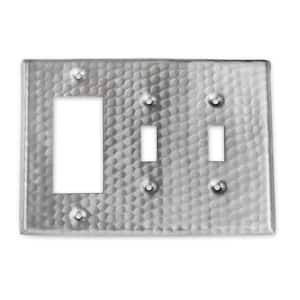 Hand Hammered Nickel 3-Gang (Double Toggle/Rocker) Wall Plate