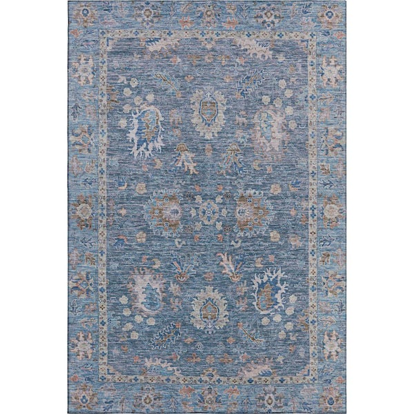 Mayfield Premium Machine Washable Abstract AMF2104 Blue 3 ft. x 5 ft. Area Rug