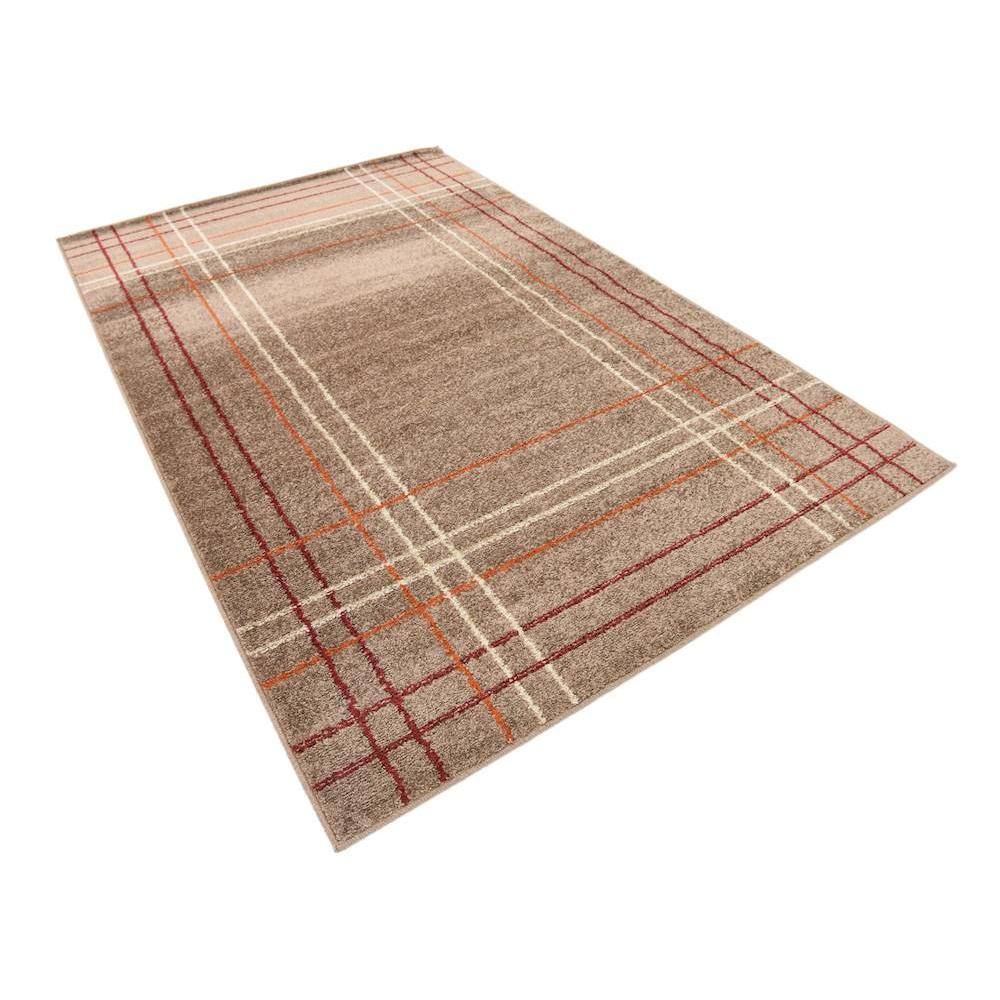 Light Brown Geometric Low Pile Area Rug 5' x 8'