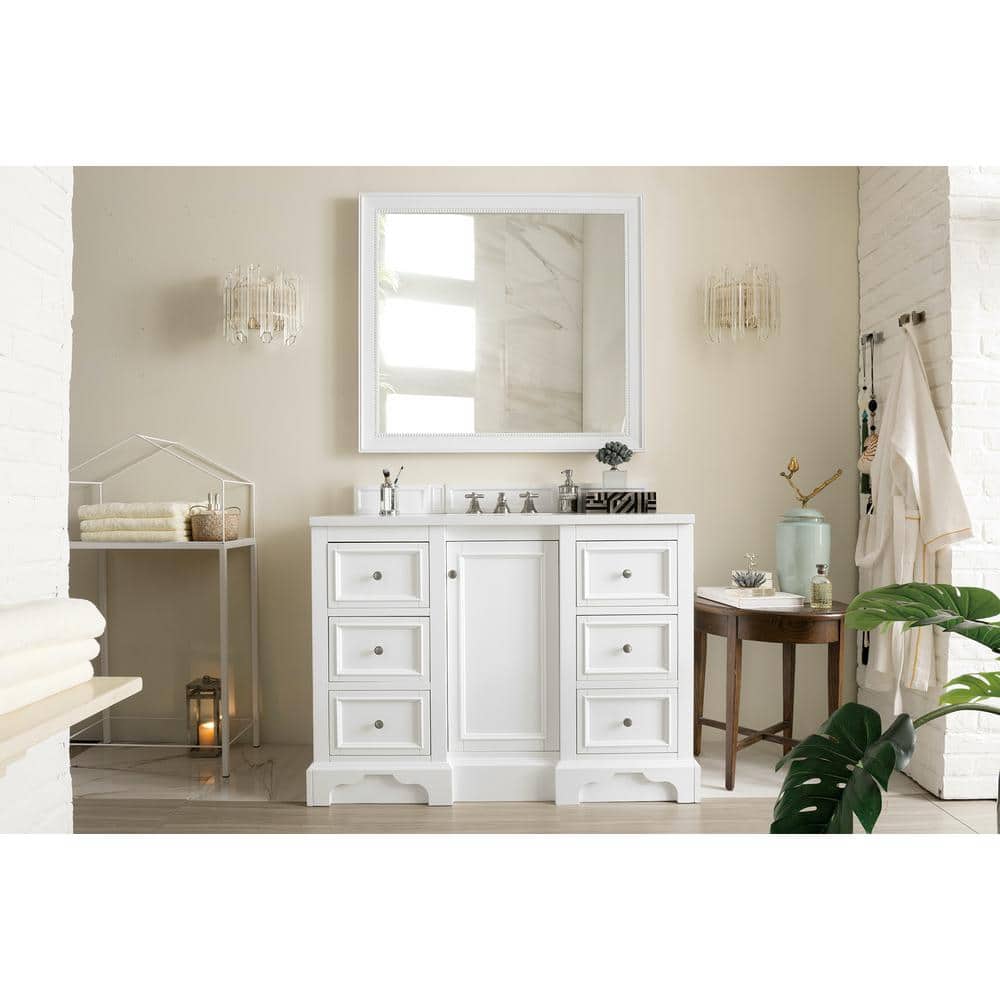 Bright White 48" Poplar and MDF Single Vanity Base