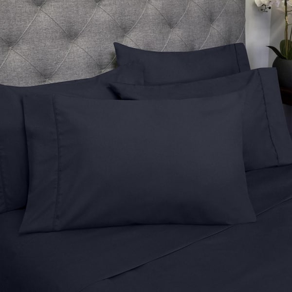 Sweet Home Collection 1500 Supreme Series 6-Piece Navy Solid Color Microfiber King Sheet Set