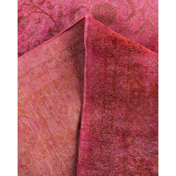 Overdyed Pink 9 ft. x 12 ft. Solid Wool Indoor Area Rug