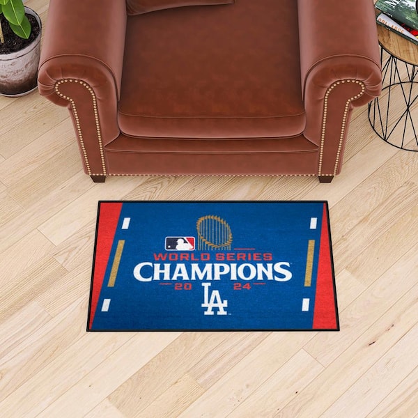 2024 World Series Champions Los Angeles Dodgers Starter Mat Blue 19in. x 30in. Tufted Nylon Rectangular Indoor Area Rug