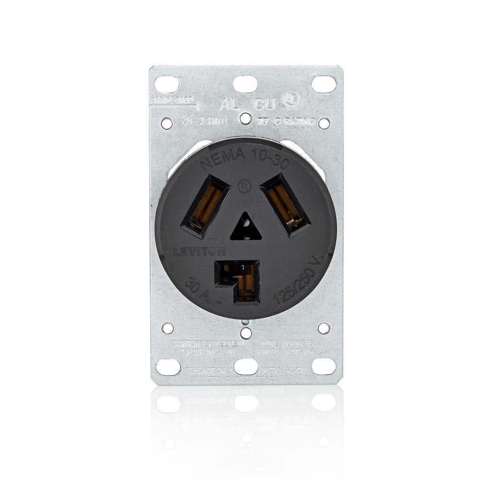 Leviton      30 Amp 125-Volt/250-Volt Shallow Single Flush Mounted Outlet, Black