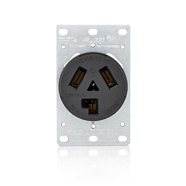 30 Amp 125-Volt/250-Volt Shallow Single Flush Mounted Outlet, Black 5207-S10
