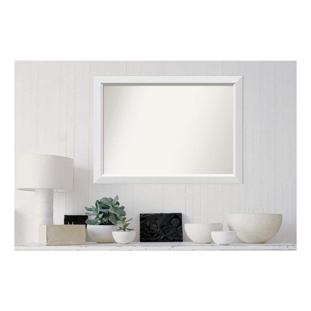 Blanco White 36.25 in. x 26.25 in. Custom Non-Beveled Wood Framed Bathroom 
