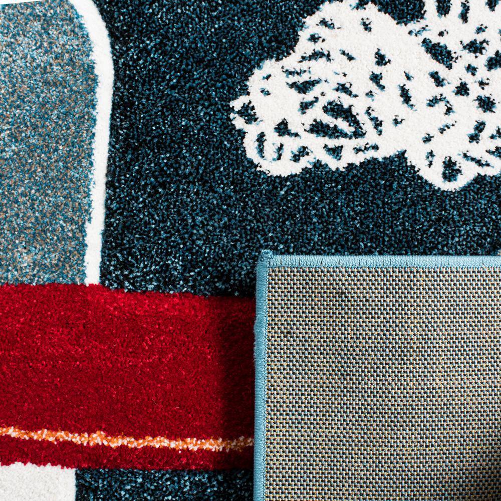 Blue Rectangular Synthetic Kids Rug, 39" x 63"