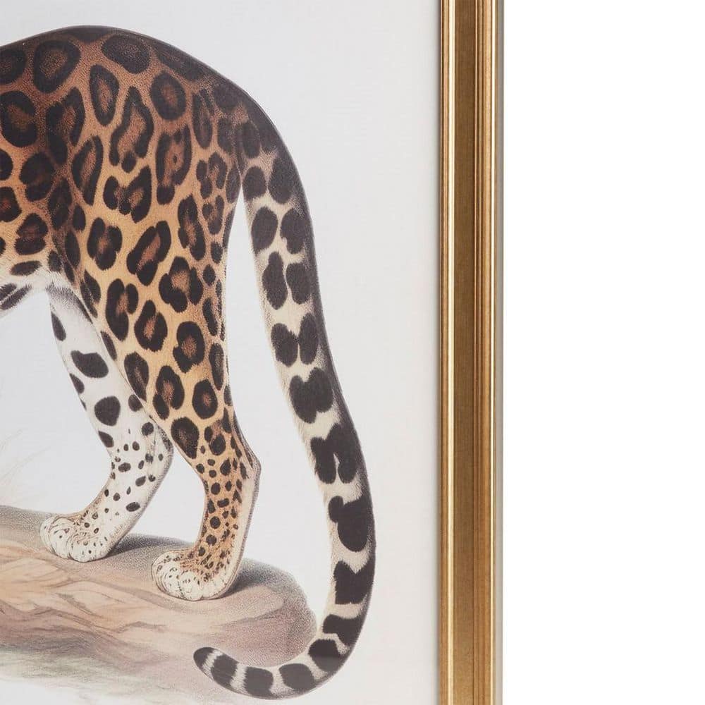 Elegant Gold Framed Cheetah Print Wall Art Set