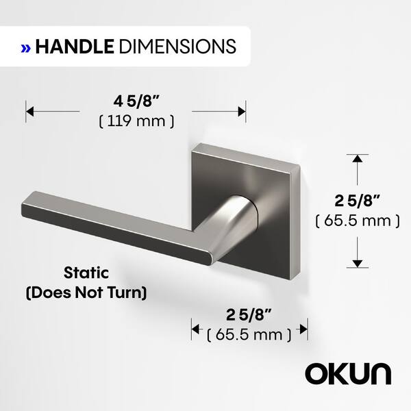 Okun Quadra Brass Brushed Nickel Dummy Door Handle with Square