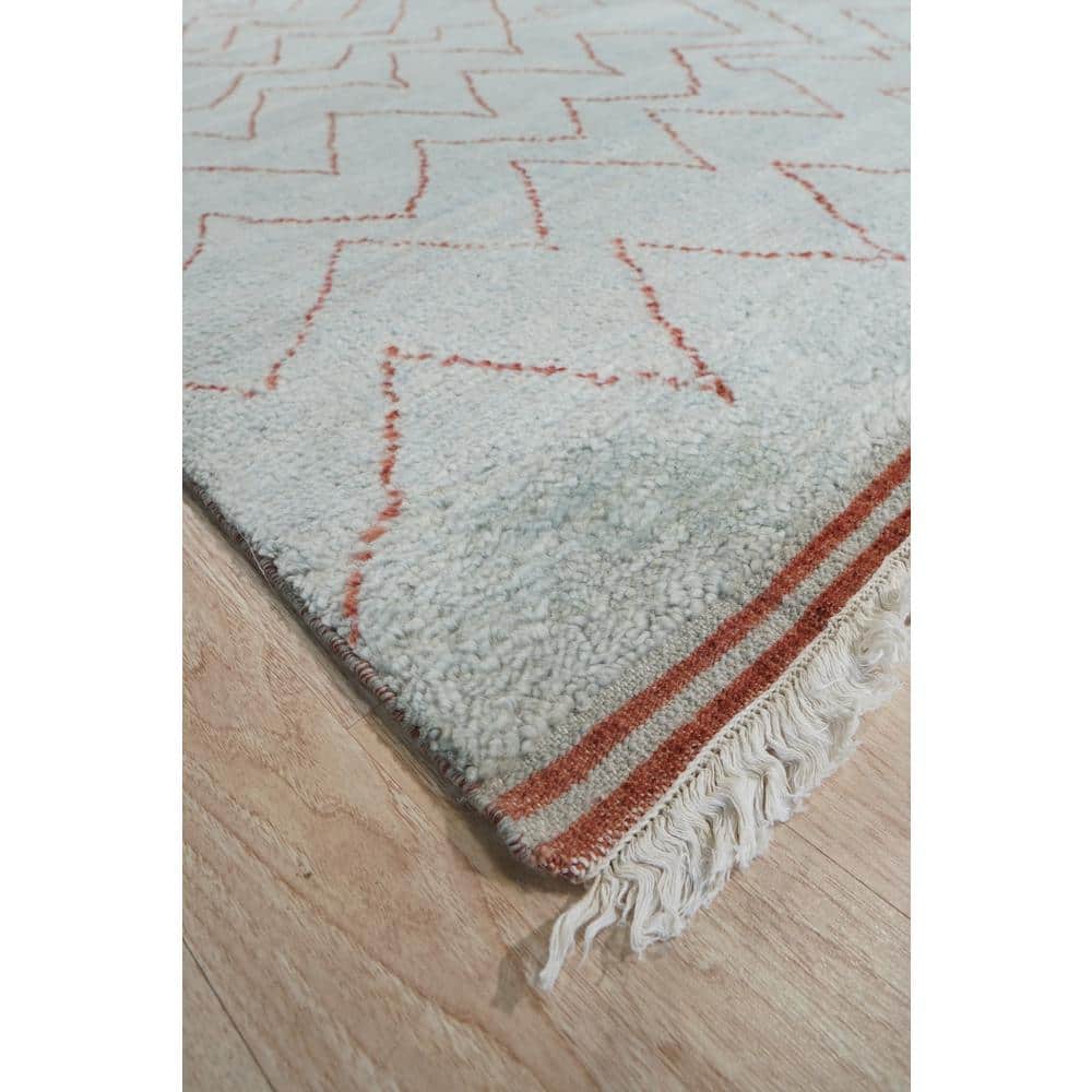 Light Blue Hand-Knotted Wool Moroccan Rug, 6' x 9'