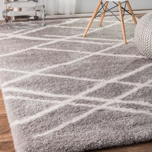 Dupree Striped Shag Gray 4 ft. x 6 ft. Area Rug