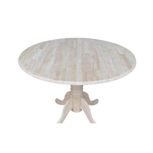 International Concepts Unfinished Round, 42 Round Drop Leaf Pedestal Dining Table International Concepts