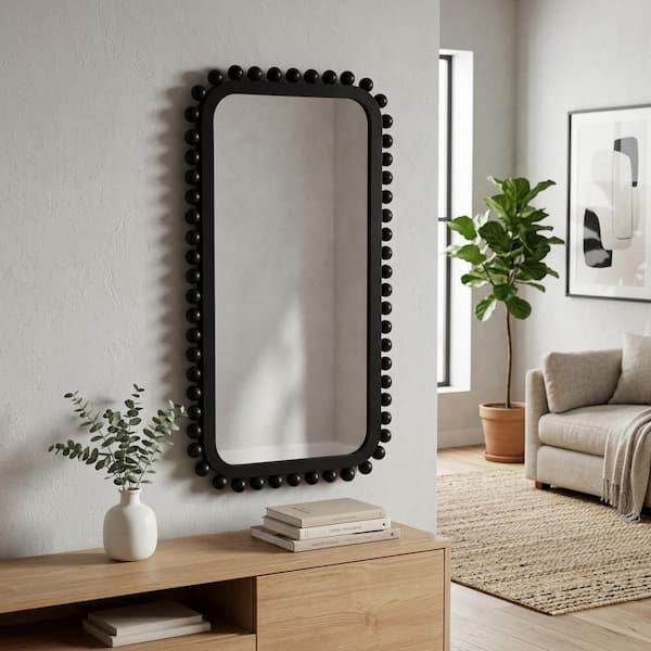 Black 23 in. W x 45 in. H Rectangle Wood Framed Mirror