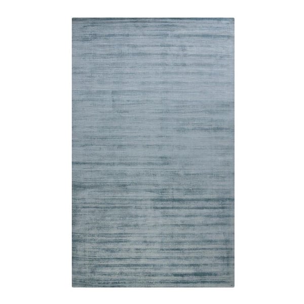 5 ft. x 8 ft. Light Blue And Dark Blue Striped Hand Woven Area Rug