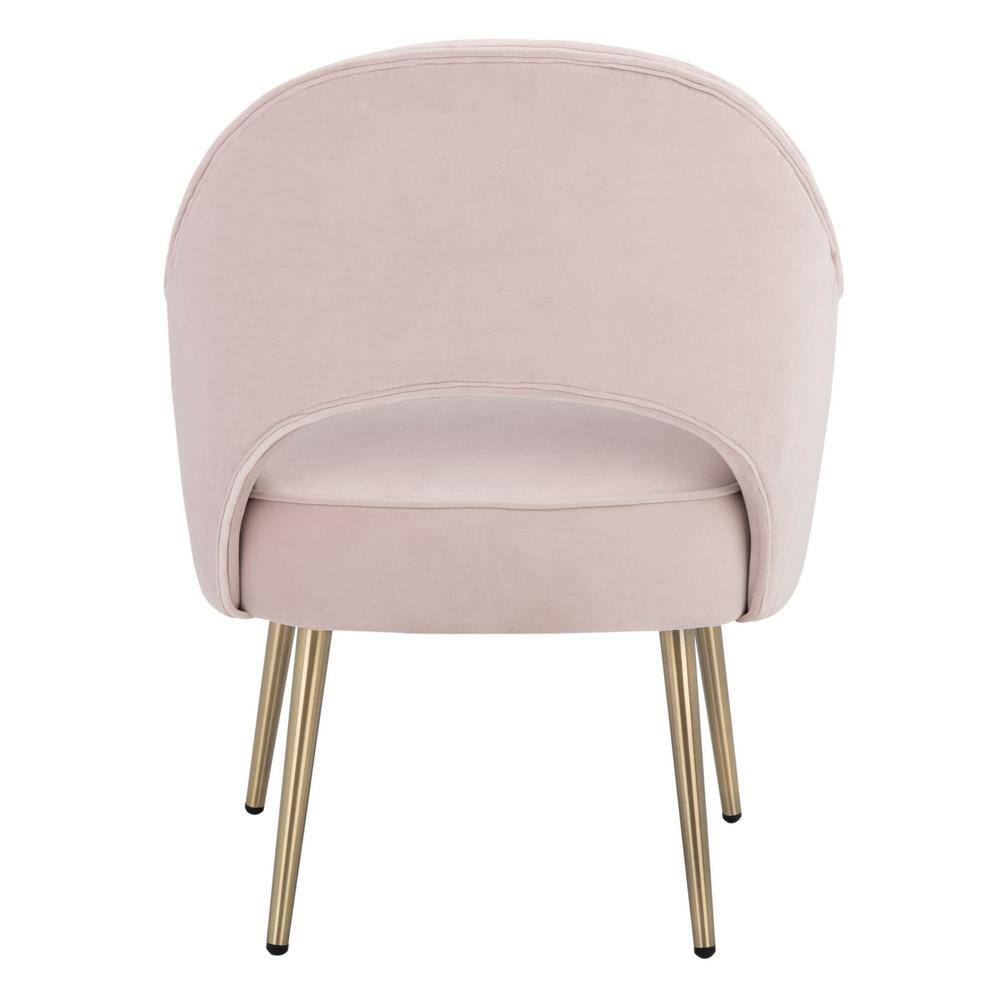 Evelyn Light Pink Velvet Accent Chair with Tapered Gold Legs