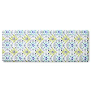 20 in. x 55 in. Blue and Green Postiano Tiles Anti Fatigue Geo Indoor Kitchen Mat