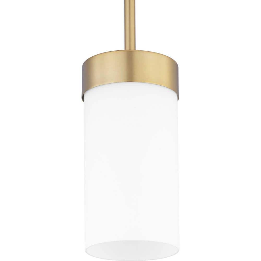 Brushed Bronze Mini Pendant with Etched White Glass Shade