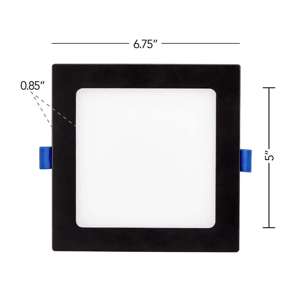 Black Aluminum 6-Inch Square Ultra-Thin Recessed LED Downlight