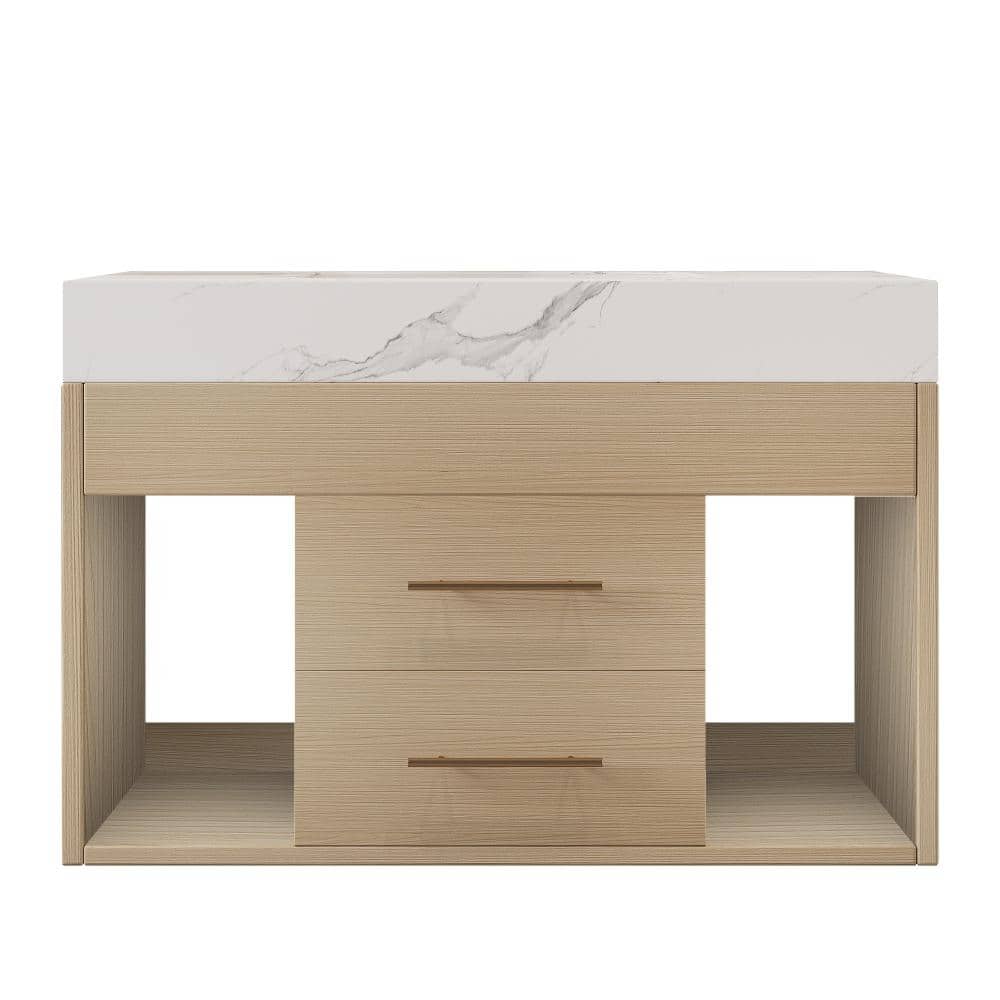 30 in. W x 18 in. D x 22 in. H Floating Bath Vanity in Wood with White  Sintered Stone Top price history on PriceWatchPro