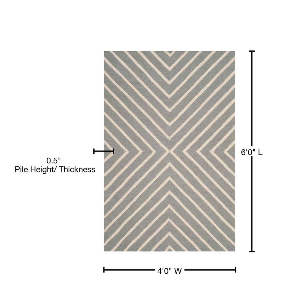 Hand-Tufted Wool Kids Rug in Grey/Ivory, 4' x 6' - Reversible Design
