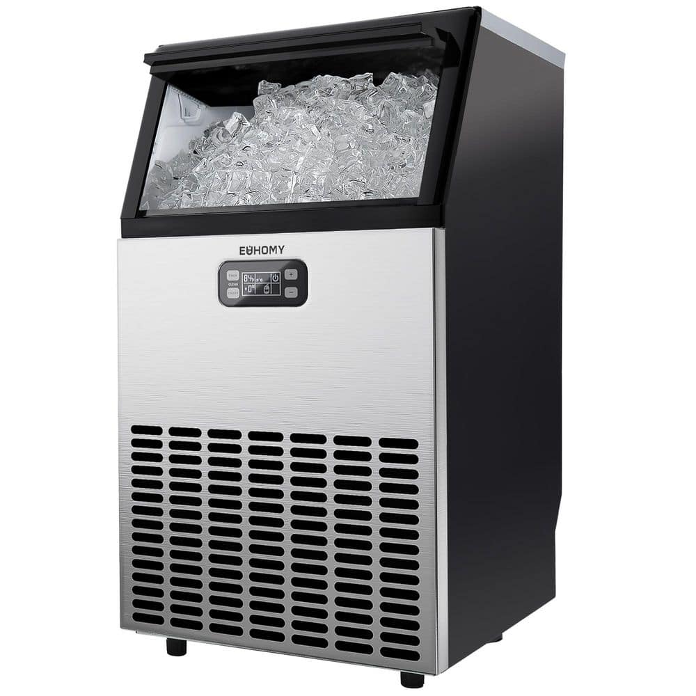 18 in. 100 lb. /Day Commercial Freestanding Ice Maker in Stainless Steel, with 33 lb. Storage Bin, Full Size Cubes