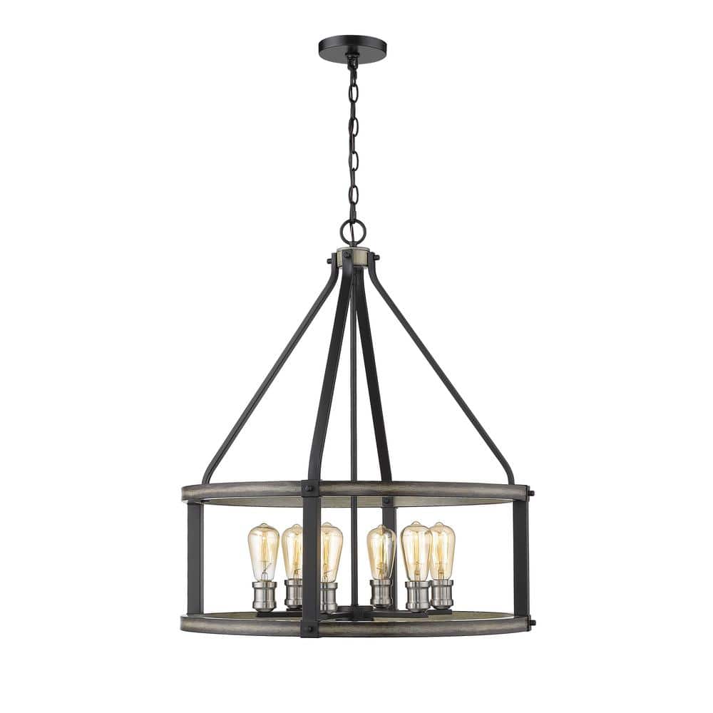 6-Light Ashen Barnboard Candlestick Pendant