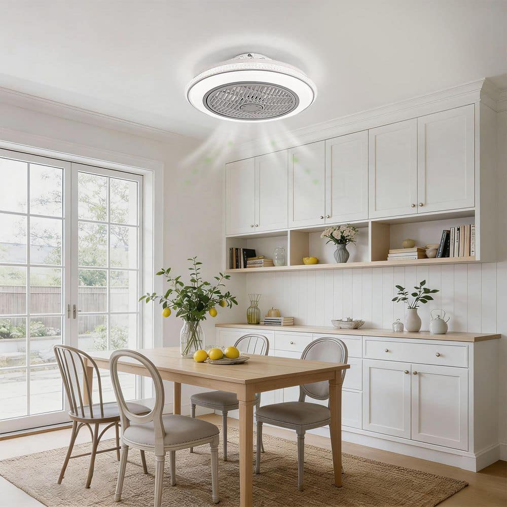 19 in. Dimmable LED Indoor White Crystal and Metal Ceiling Fan, Works for Living Room, Dining Room, Bedroom price history on PriceWatchPro