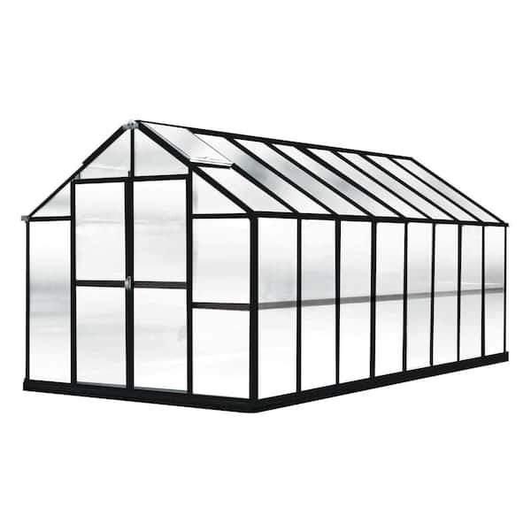 Monticello Growers Edition 8 ft. W x 16 ft. D x 7.6 ft. H Black Greenhouse