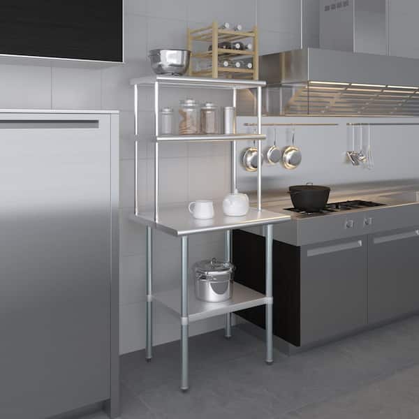 AMGOOD 14 in. x 30 in. Stainless Steel Double Over Shelf for