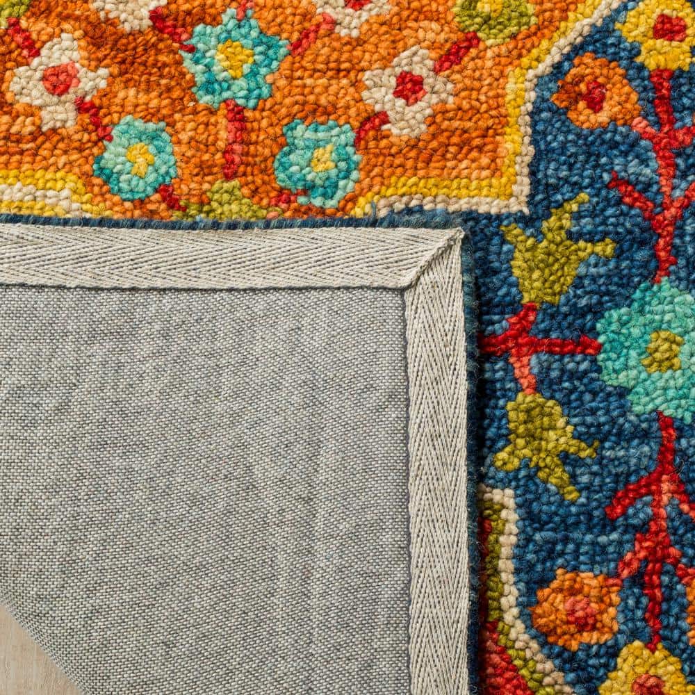 Hand-Tufted Artisan Geometric Blue Wool Blend 3' x 5' Rug