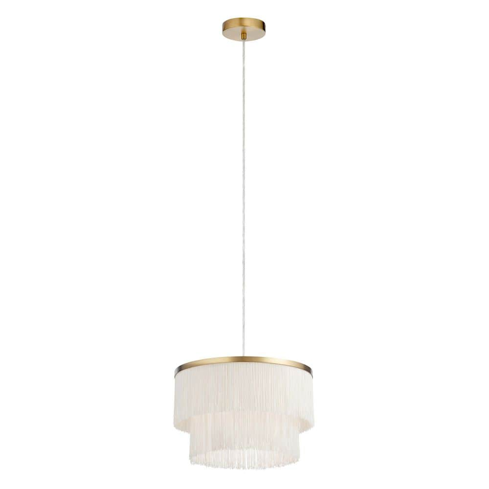 River of Goods Saralina 1-Bulb Gold Metal Pendant Light With Cream ...