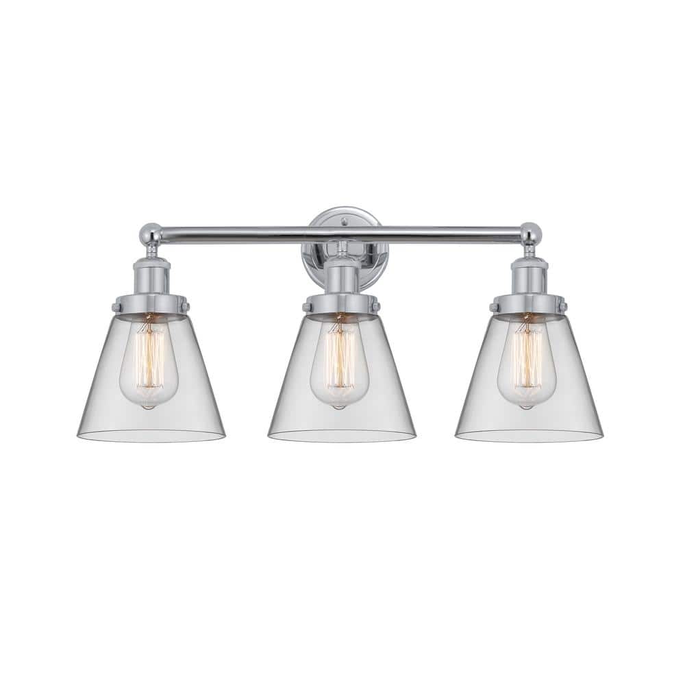 Cone 24.5 in. 3-Light Polished Chrome, Clear Vanity Light with Clear Glass Shade price history on PriceWatchPro