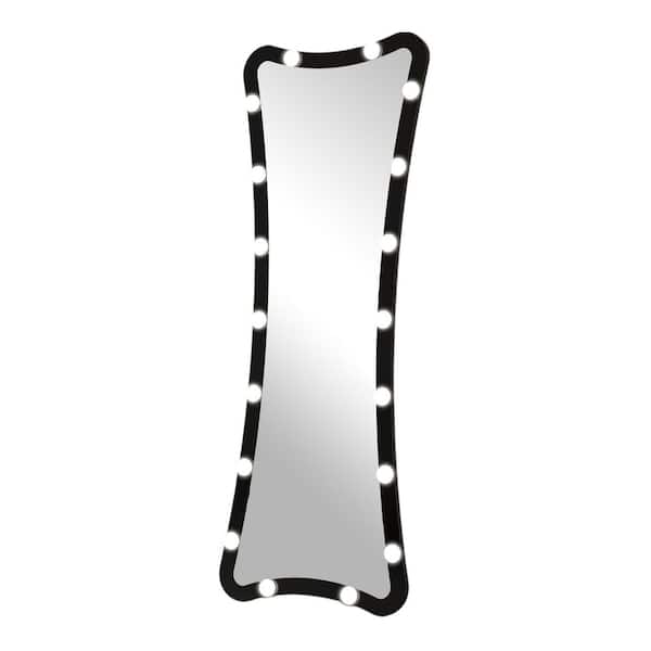 Black 24 in. W x 63 in. H Hollywood LED Full Length Mirror with Lights, Adjustable Brightness, Wall/Standing Mount