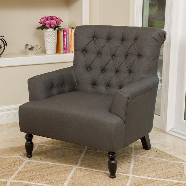 Byrnes Tufted Dark Gray Fabric Club Chair