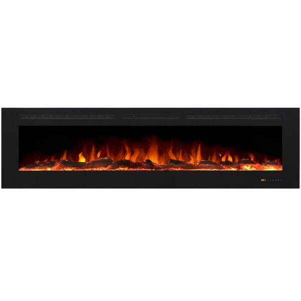 Valuxhome 84 in. 750-Watt/1500-Watt, Black Electric Fireplace Insert  Recessed Fireplaces EF84-HD - The Home Depot