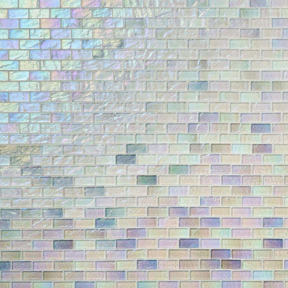 Shallows Iridescent White Glass Mosaic Wall Tile